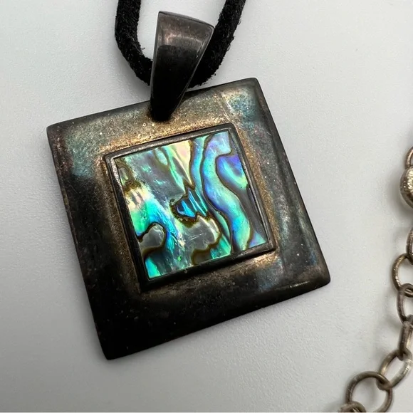 Abalone Pendant 925 silver Necklace - Picture 2 of 3